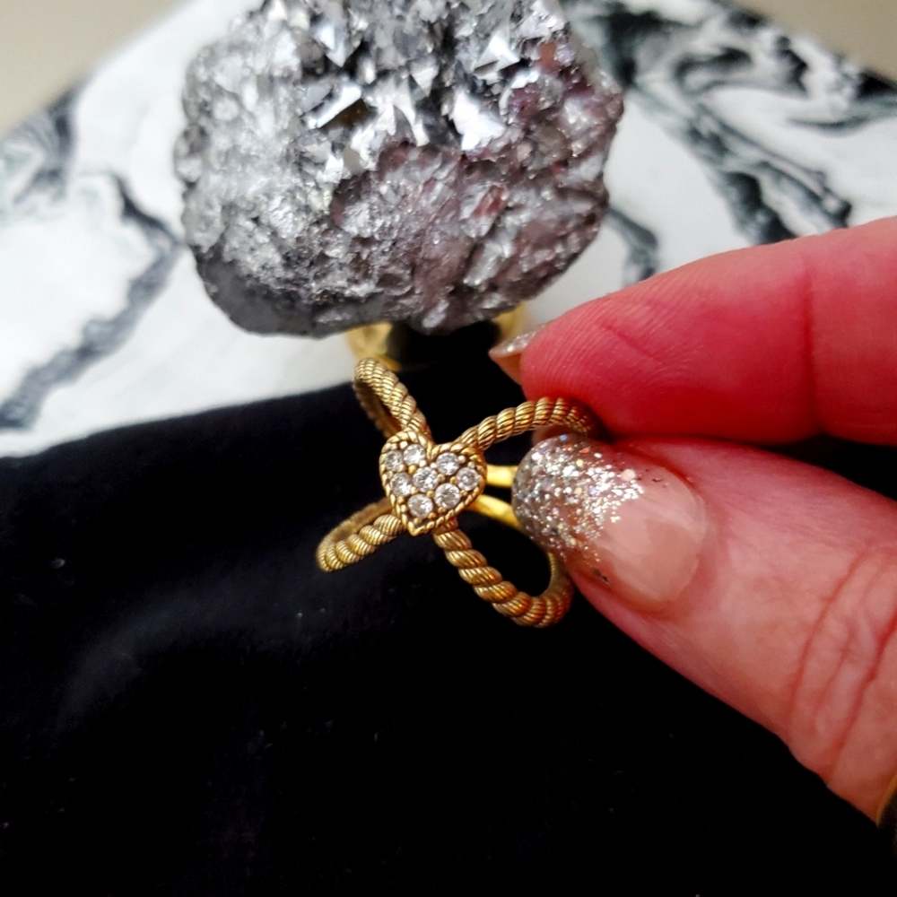 JUDITH RIPKA 925 STERLING GOLD RING
